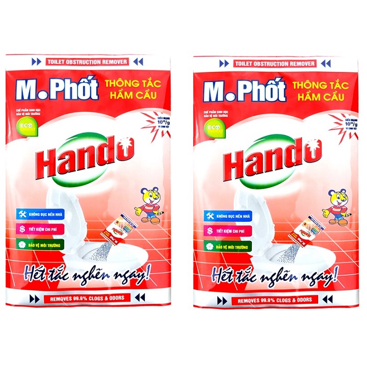 Bộ 2 gói bột thông tắc hầm cầu bể phốt 215g Hando BT45