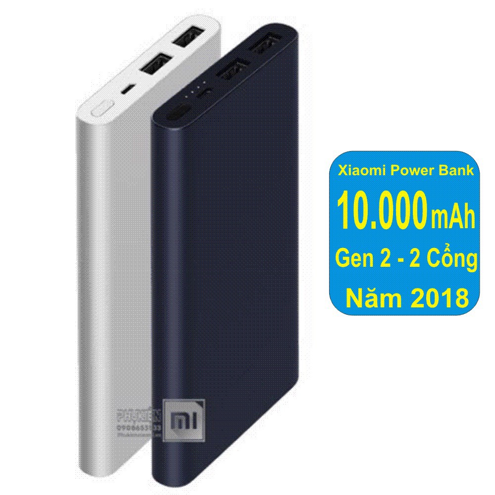 [HCM]Sạc Dư Phòng Xiaomi Gen 2S (2 Cổng USB Sạc Nhanh) - 10000mAh Input 2.0A/Output 2.4A Pin Sạc Dự Phòng Xiaomi Pin Trâu Lathium Polymer Cao Cấp Sạc Dự Phòng Giá Rẻ Vỏ Hợp Kim Nhôm Nguyên Khối