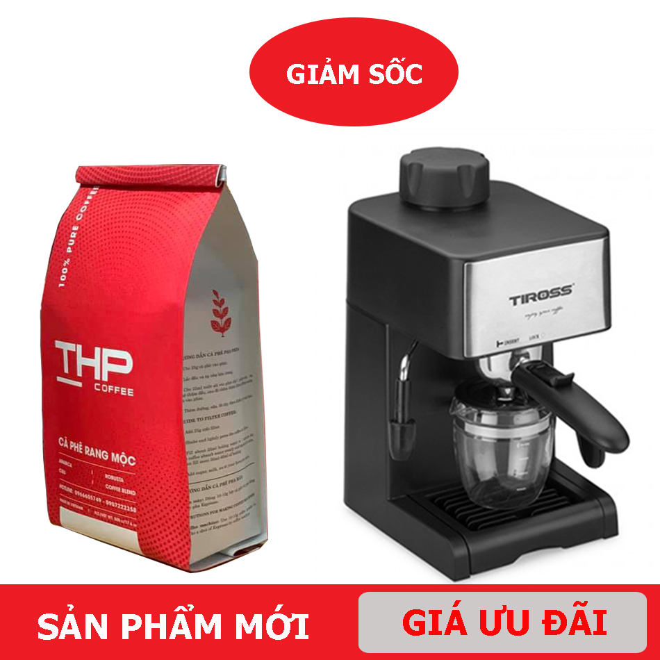 [ Trợ Giá Sốc] Combo Máy pha Tiross TS621 + 1Kg Cà Phê Rang Xay THIÊN HOÀNG PHÚC, 100% Nguyên Chât Rang Mộc, Đắng Đậm Hậu Ngọt Thanh, Giá RẺ