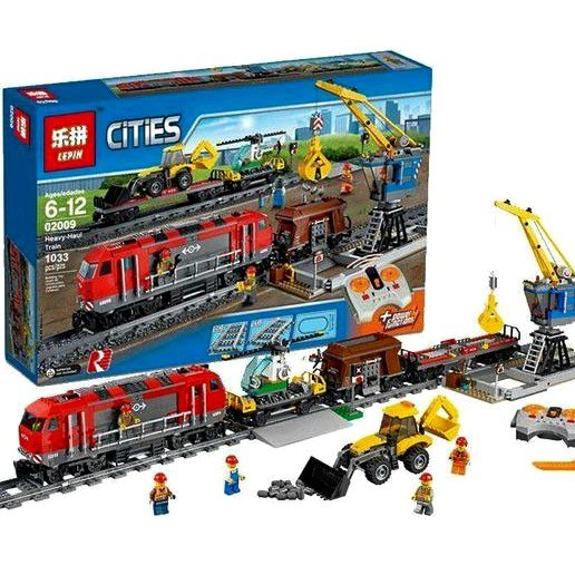 Đồ chơi lắp ráp thành phố 02009,Queen 82009 - Xếp Hình Tàu Hỏa Chở Hàng Có Điều Khiển Từ Xa 1033 Mảnh
