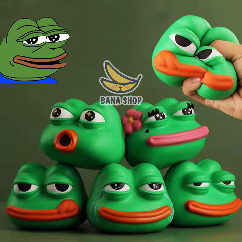 Cục bóp đồ chơi squishy xả stress ếch xanh pepe siêu bựa cho vozer vận động co giãn tay