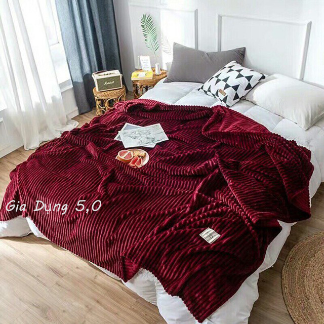 ( Hàng Loại 1 ) Chăn Tuyết Nhung Kẻ Tằm Hè Thu đắp văn phòng 2m*2m2  - Chăn Nhung Vải mềm mịn màu siêu cute - Mền đắp gia đình thoáng mát dễ dàng sử dụng với máy giặt