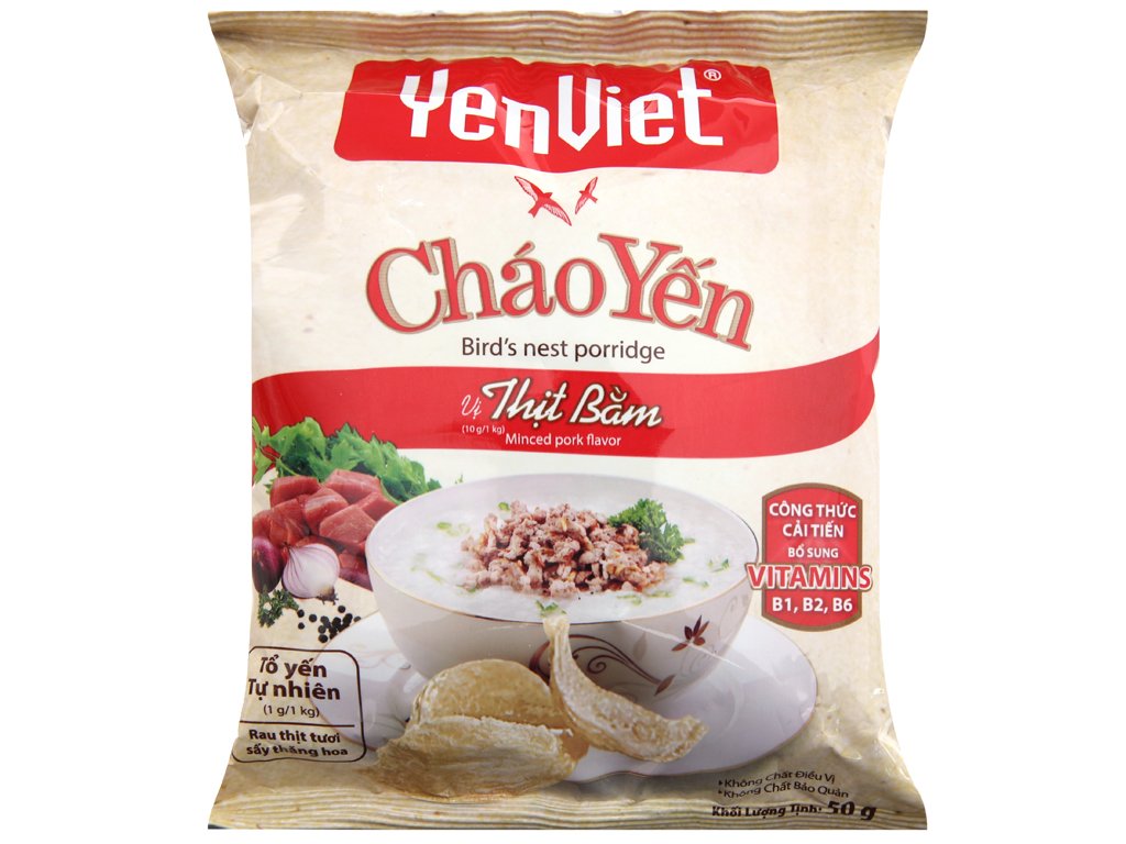 Thùng 30 gói cháo yến vị thịt bằm yến việt