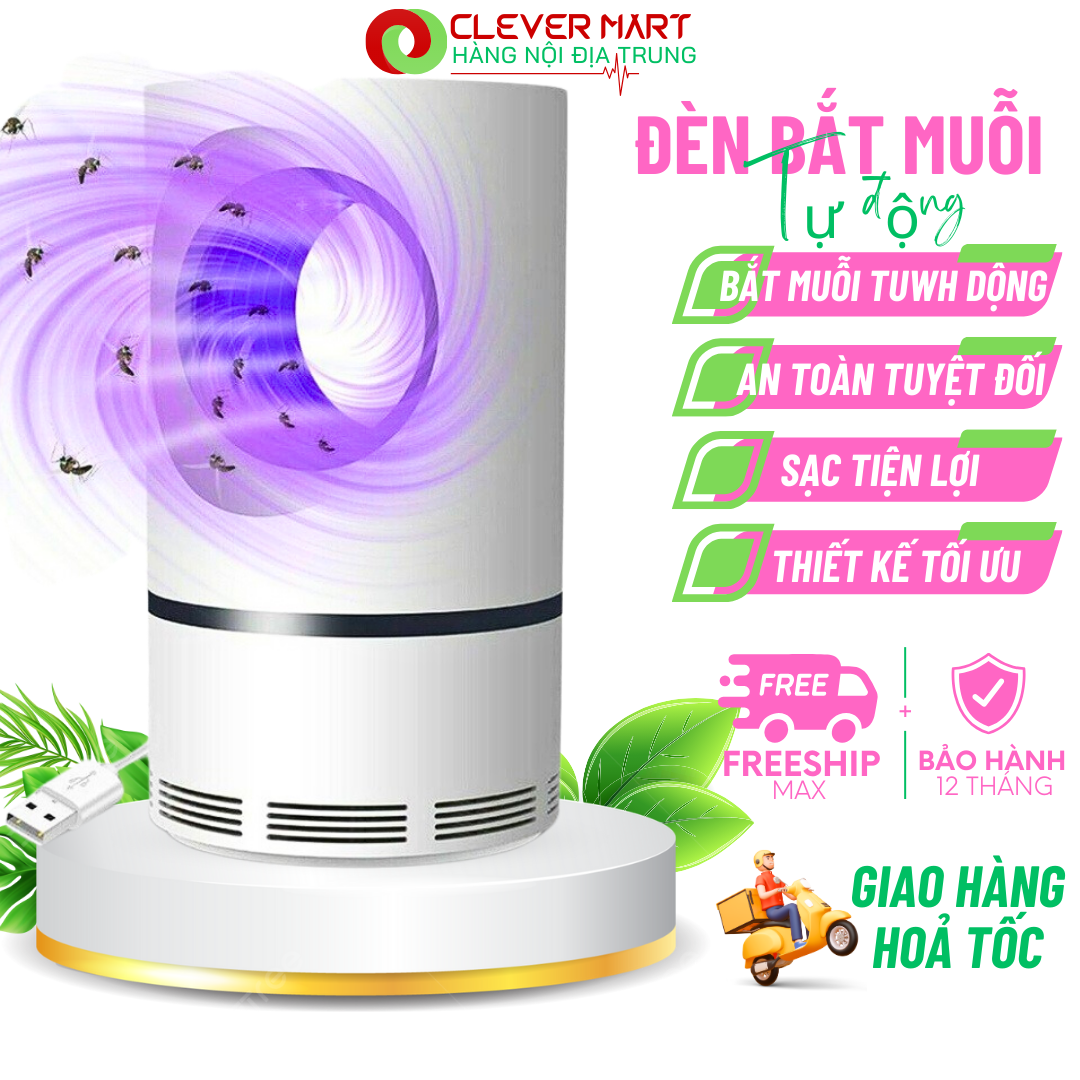 Đèn bắt muỗi - máy bắt muỗi diệt côn trùng thông minh kiêm đèn ngủ có cổng sạc usb, công nghệ đèn led.