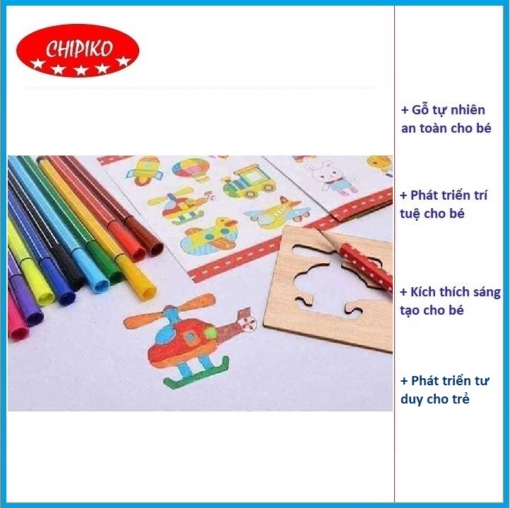 Bộ 50 Khuôn Vẽ Bằng Gỗ Các Hình Cho Bé Tô Màu Đủ Loại Hình Tăng Sức Sáng Tạo Cho Bé