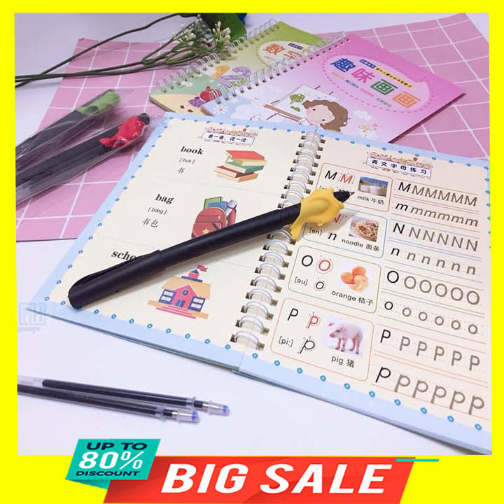 Vở tập viết chữ cho bé tự xóa sau 10 phút kèm bút thông minh