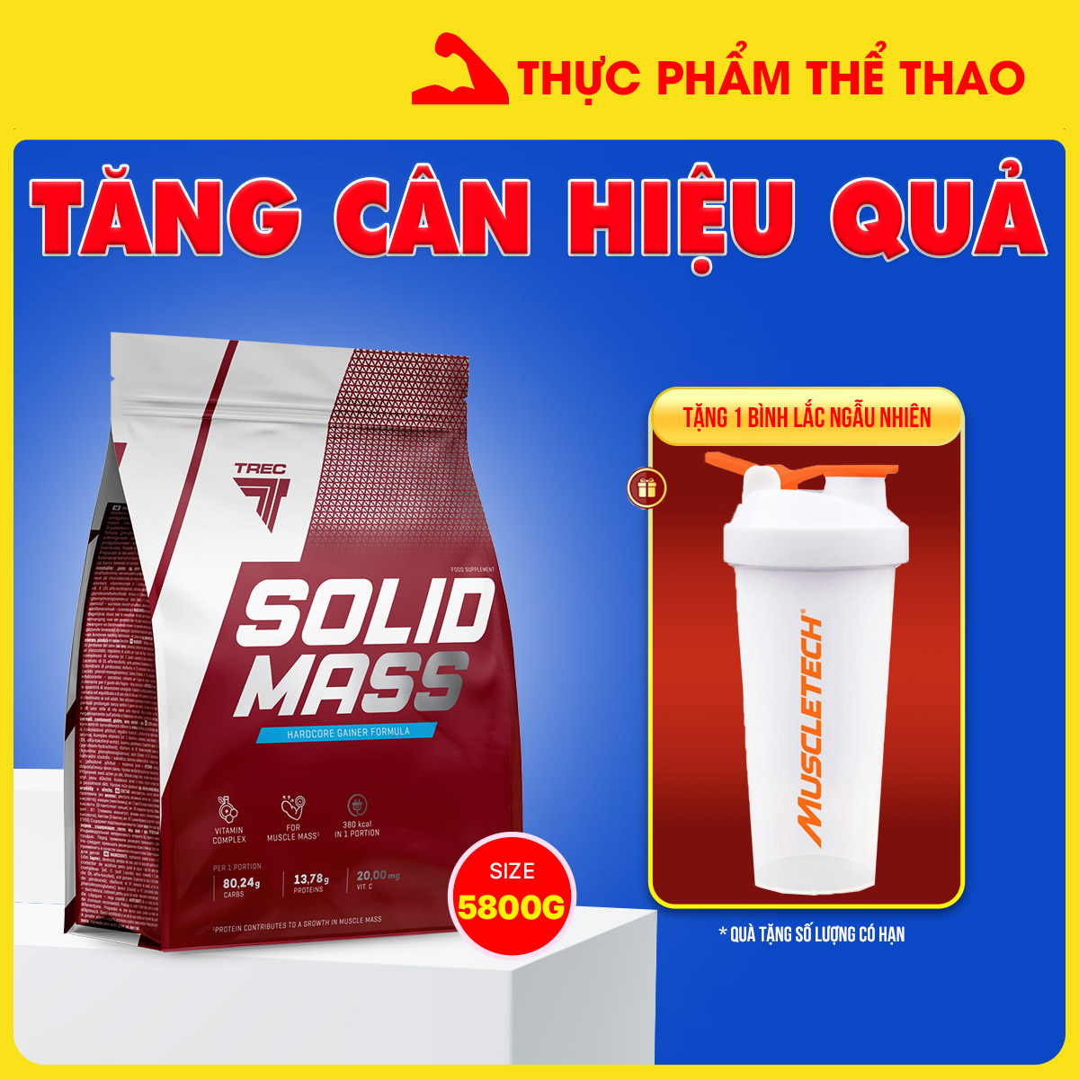 Thực phẩm bổ sung - Sữa tăng cân - Solid Mass 5800g - Hàng Chính Hãng - Kèm Quà Tặng