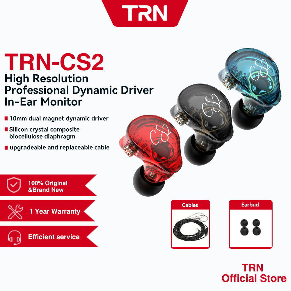 TRN CS2 Hi-FI Earphones 1DD Dynamic HIFI Bass Earbuds Running Sports