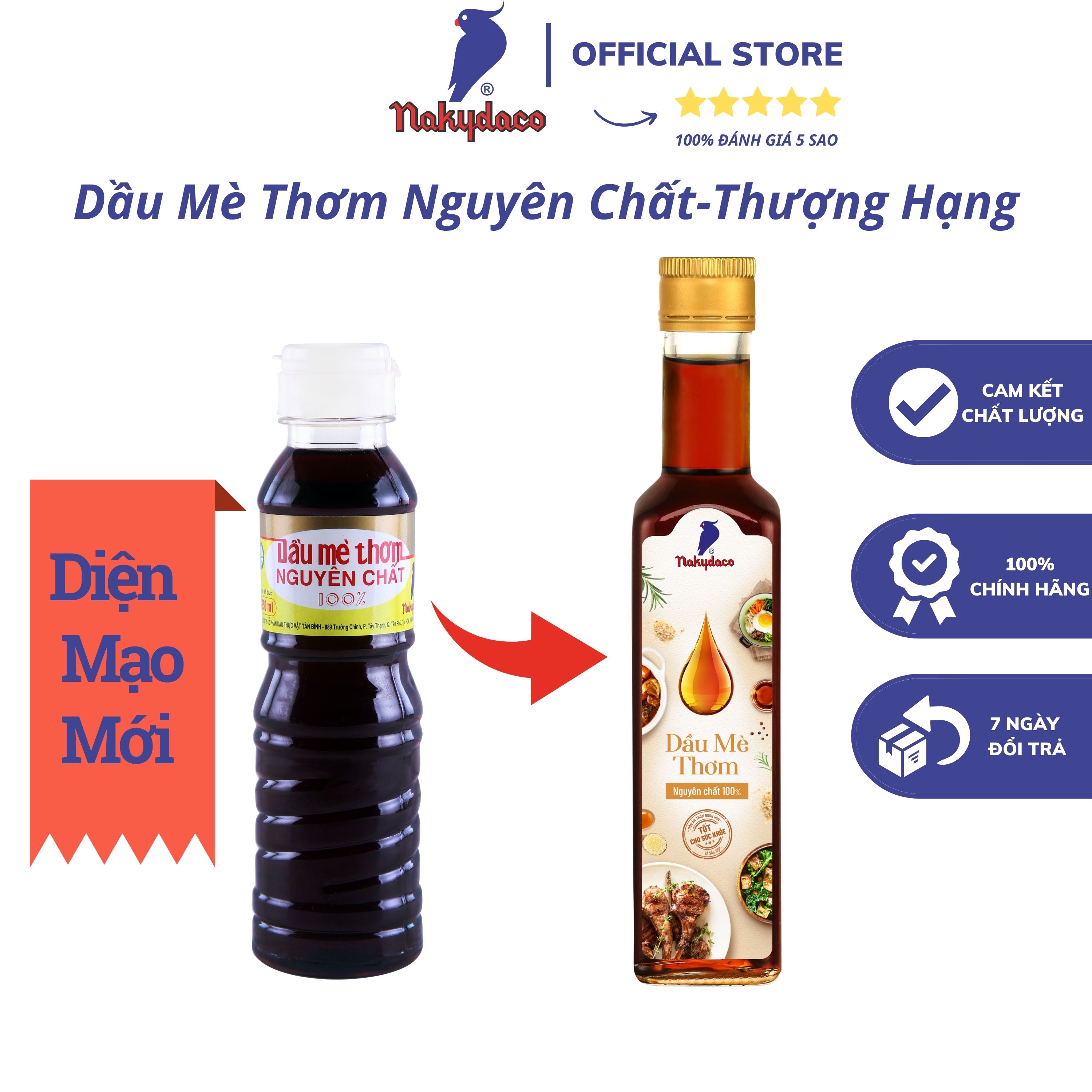 Dầu Mè Thơm Nakydaco 250ml-dầu mè rang Con Két Chính Hãng-Roasted Sesame Oil 250ml