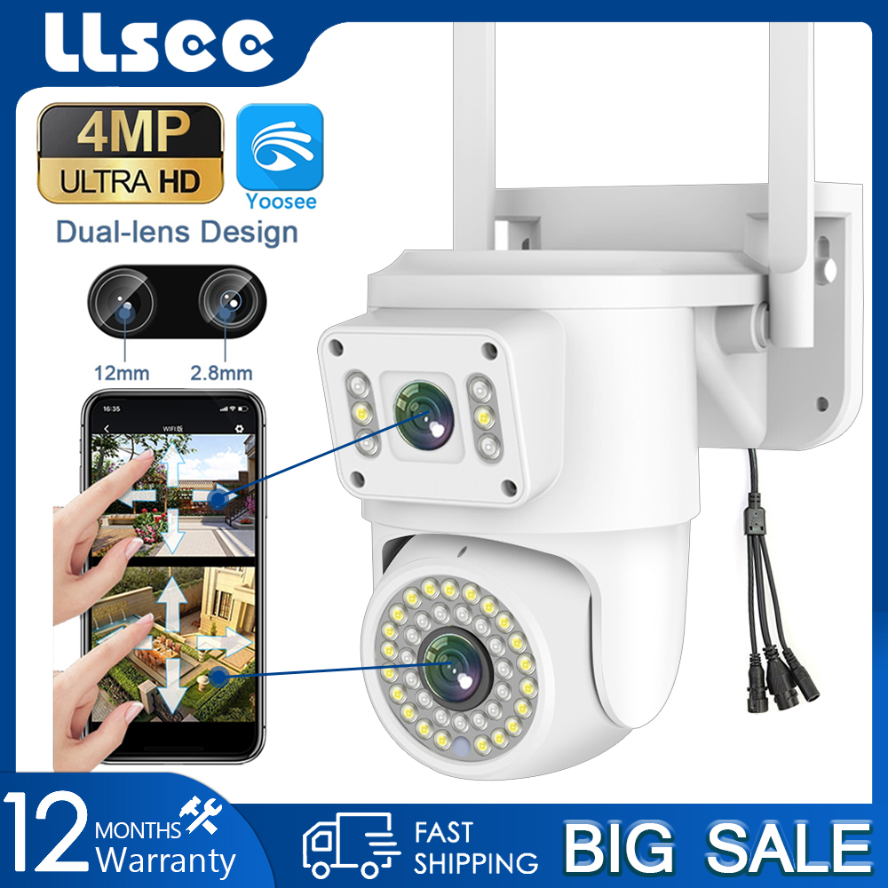 LLSEE, Camera Yoosee, 4k, 8MP, Camera kép, Camera ngoài trời 360 độ Yoosee, Camera wifi không dây, Cuộc gọi hai chiều, Tầm nhìn ban đêm đầy màu sắc, Theo dõi chuyển động AI.