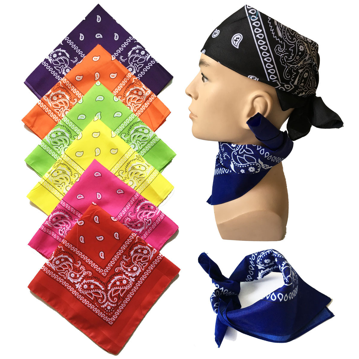 Khăn Turban Bandana hoạ tiết cổ điển cá tính kích thước 54cm x 54cm
