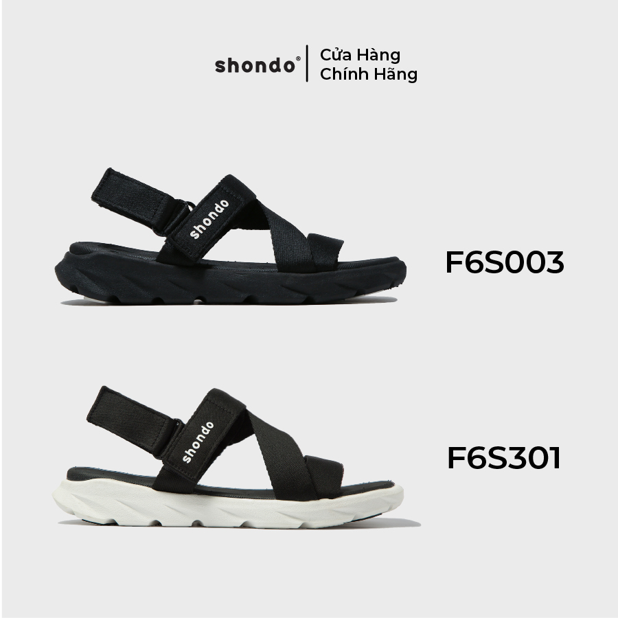 [F6S003] Giày Sandal Nữ Nam SHONDO F6 Sport Đen Trắng - Đế Phylon Siêu Nhẹ, Thấm Hút Mồ Hôi Cực Tốt, Tháo Quai Hậu Làm Dép