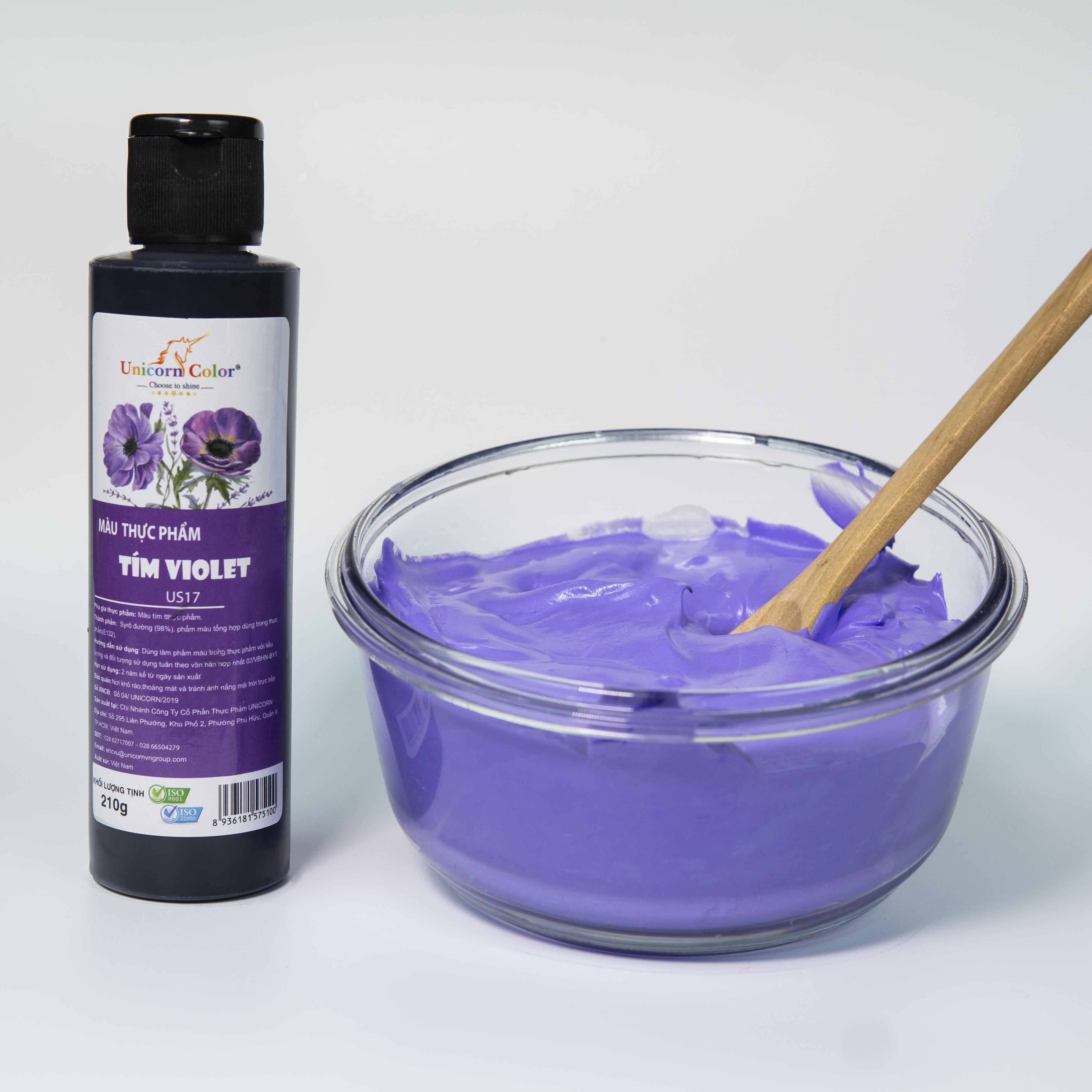Màu thực phẩm Siro UNICORN  Không đắng - Màu tím violet A10 lọ 210gr - Chuyên dụng trong bánh kem, bánh kẹo, món ăn, đồ uống... đạt đạt tiêu chuẩn ISO22000:2018