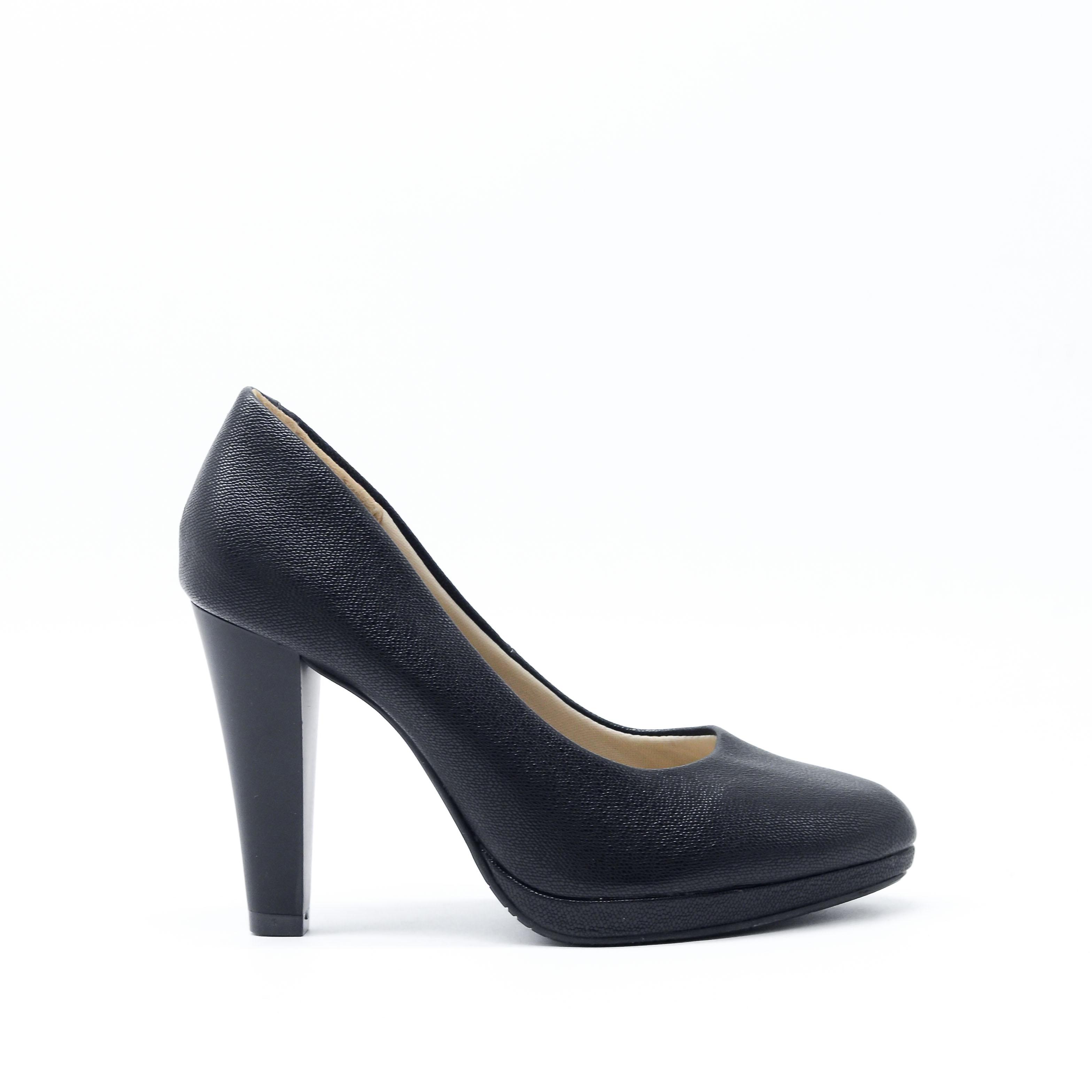 Giày cao gót bít mũi đế đúp da tổng hợp 10cm evashoes - eva824