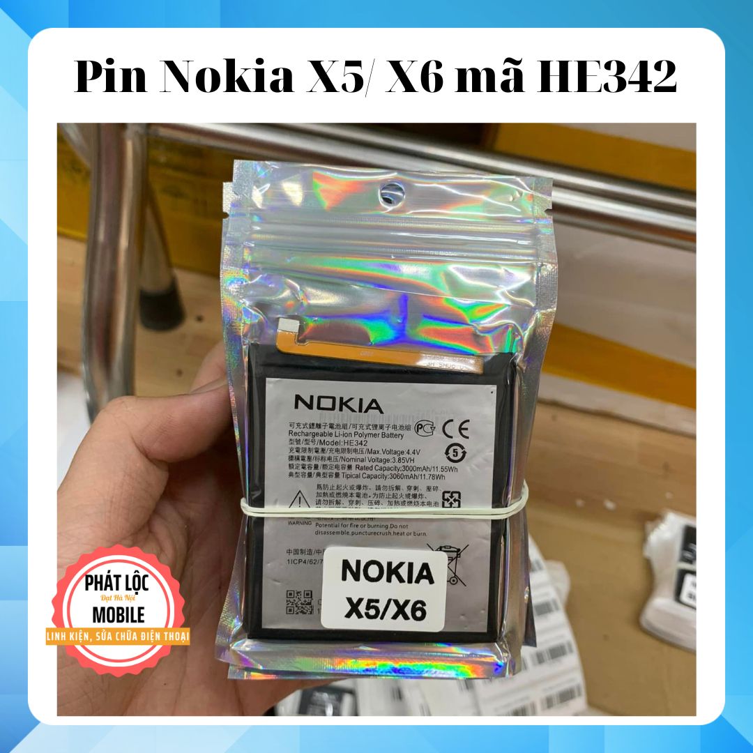 Pin nokia x5/ x6 hàng chính hãng, mã pin he342, dung lượng 3060mah, bảo hành pin nokia x5 3 tháng 1 đổi 1