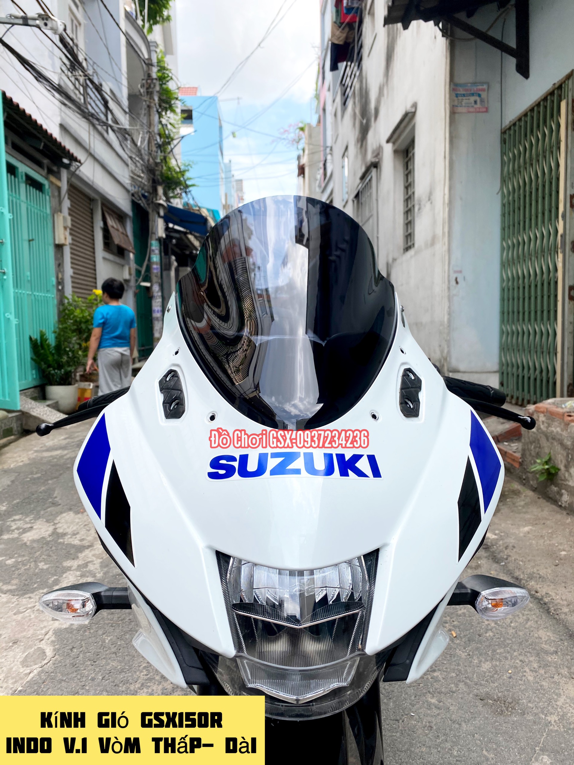 Kính chắn gió độ GSX150R - kính vòm thấp - mã Indo V1