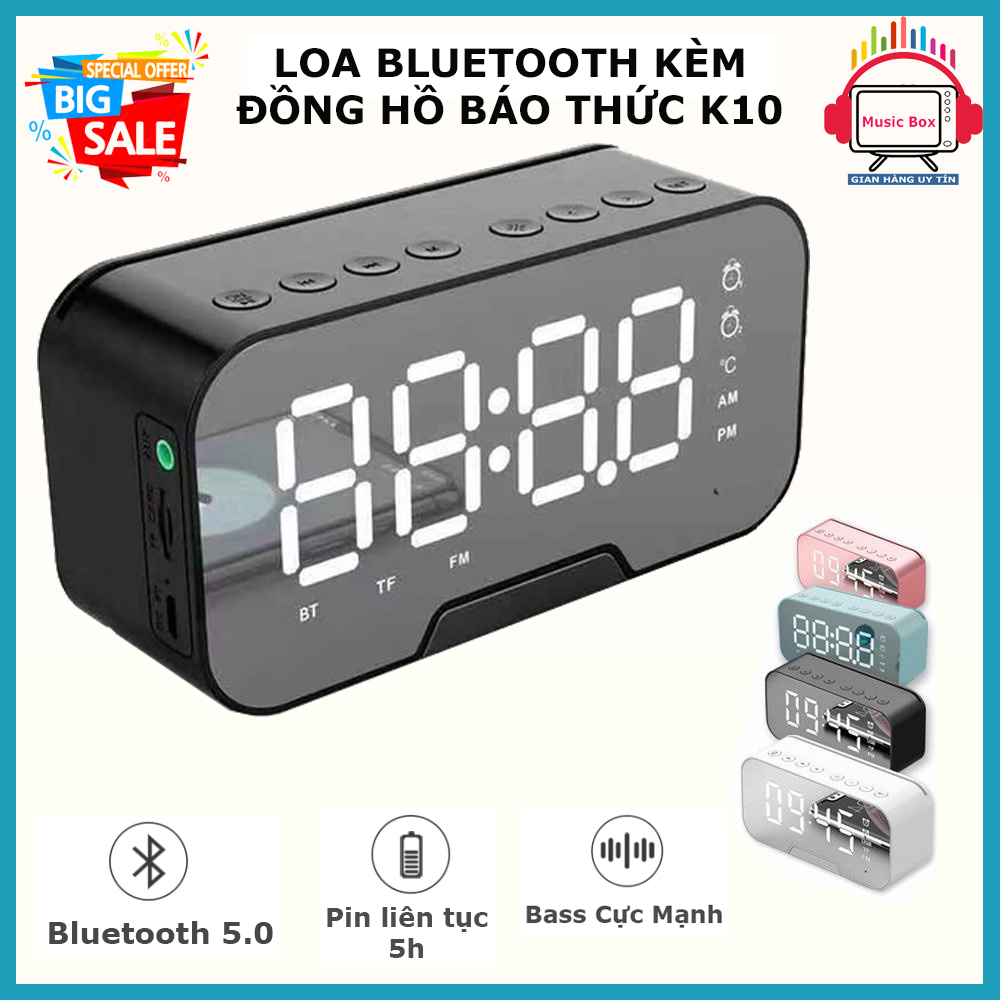 【HOT SALE】Loa Đồng Hồ Báo Thức, Đồng Hồ Báo Thức, Loa bluetooth KIMISO K10 3in 1, Màn Hình Tráng Gương Hiển Thị Đèn Led - Âm Thanh Trong Trẻo - Kết Nối Cực Nhanh, BH uy tín 1 đổi 1.