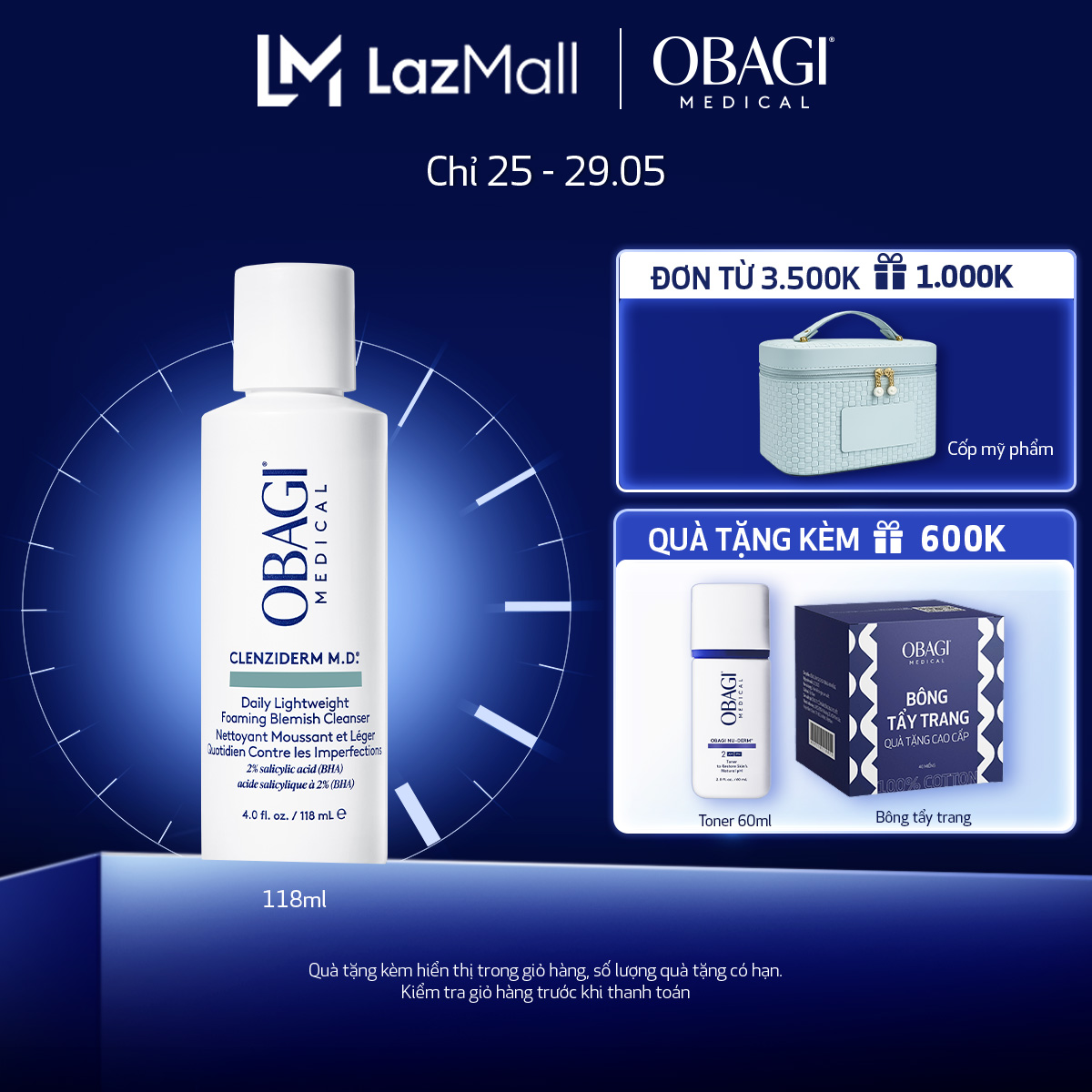 Sữa rửa mặt tẩy tế bào chết hỗ trợ giảm mụn CLENZIDERM M.D.  Daily Lightweight Foaming Blemish Cleanser