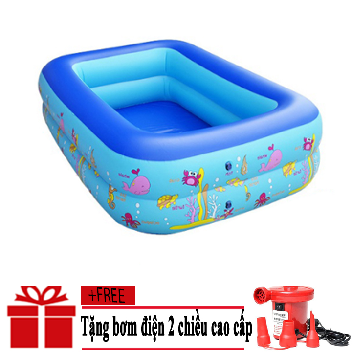 Bể bơi phao 2 tầng cho bé size 115x85x35cm, Hồ bơi cho bé mini, Bể bơi phao trẻ em, do choi tre em