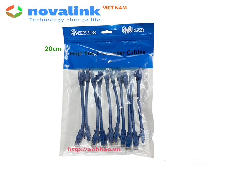 Dây nhảy patch cord cat6 - cáp mạng đúc cat6 dài 20cm, 50cm, 1m, 1.5m, 2m, 3m, 5m. hàng chính hãng novalink, made in việt nam