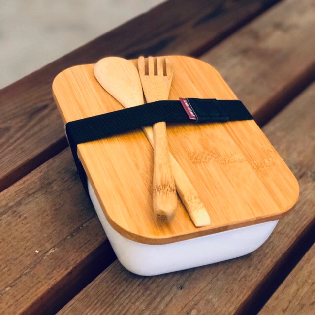 [HCM]Hộp Cơm Bento Sứ Nắp Gỗ (Có Thể Khắc Tên)