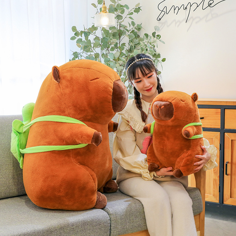 Capybara gấu bông chuột lang nước tặng balo rùa size 30cm - 45cm - 55cm - 90cm gấu bông hot trend