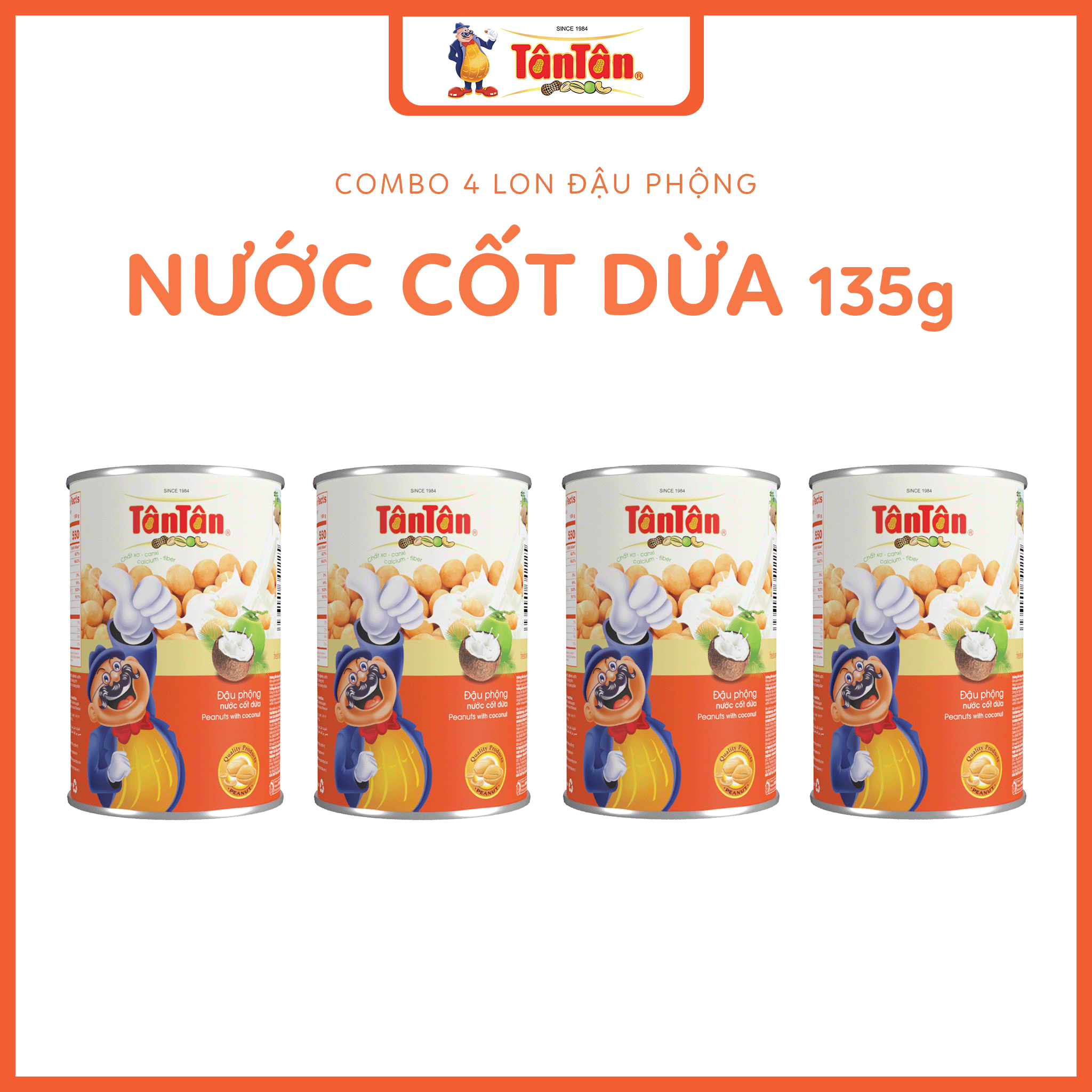 Combo 4 lon Đậu phộng Nước cốt dừa Tân Tân