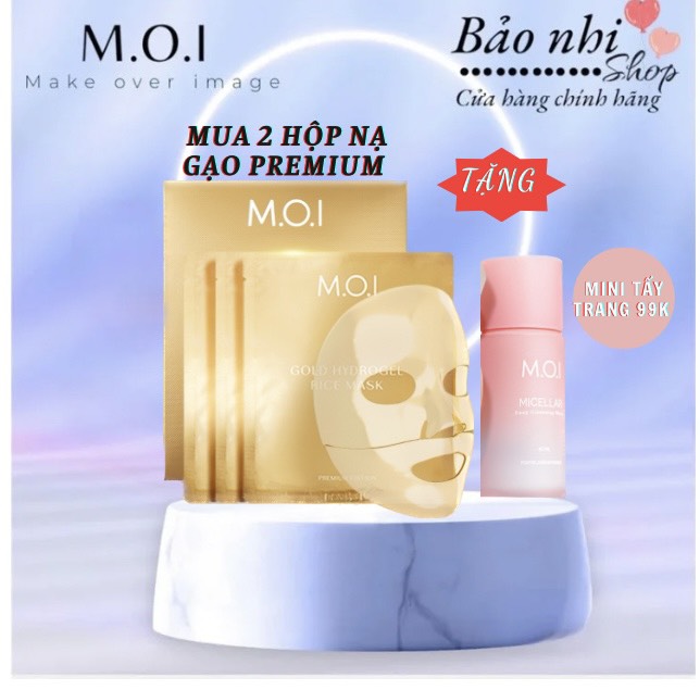 MẶT NẠ GẠO VÀNG PREMIUM BY M.O.I HỒ NGỌC HÀ HỘP 3 MIẾNG . MUA 2 HỘP TẶNG 1 MINI TẨY TRANG  MOI Y HÌNH . CẤP ẨM , TRẮNG SÁNG , TRẺ HÓA DA .