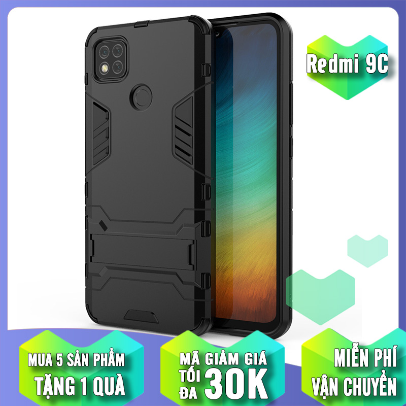 Ốp lưng cho Xiaomi Redmi 9C iRON - MAN Nhựa PC cứng viền dẻo chống sốc
