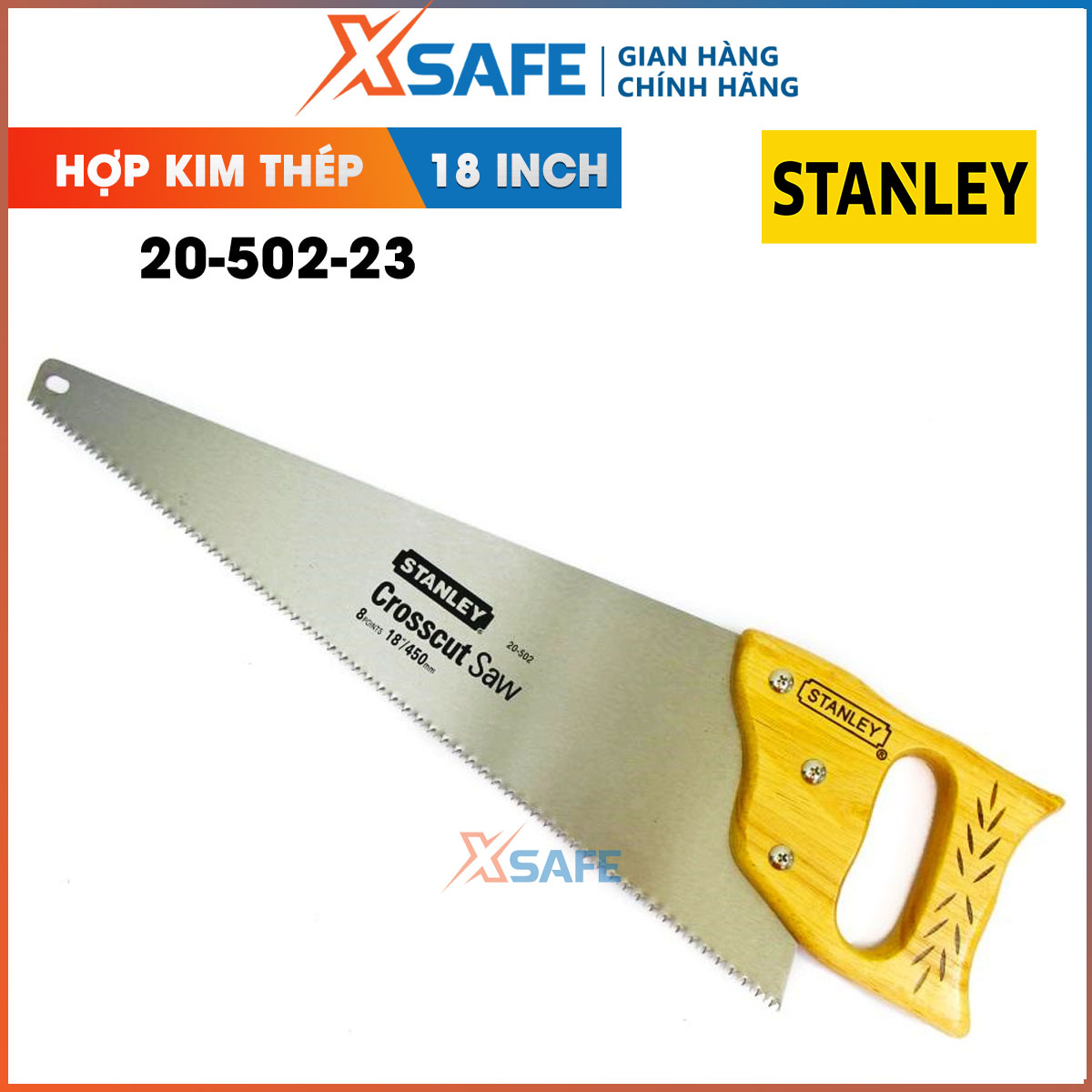 Cưa cầm tay STANLEY lưỡi làm từ hợp kim thép Cưa Stanley phần tay cầm làm từ gỗ độ ma sát cao, răng cưa được vát nhọn sắc bén –