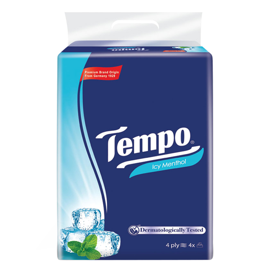 Lốc 4 gói khăn giấy rút tempo softpack icy menthol 4 lớp - 90 tờ/ gói