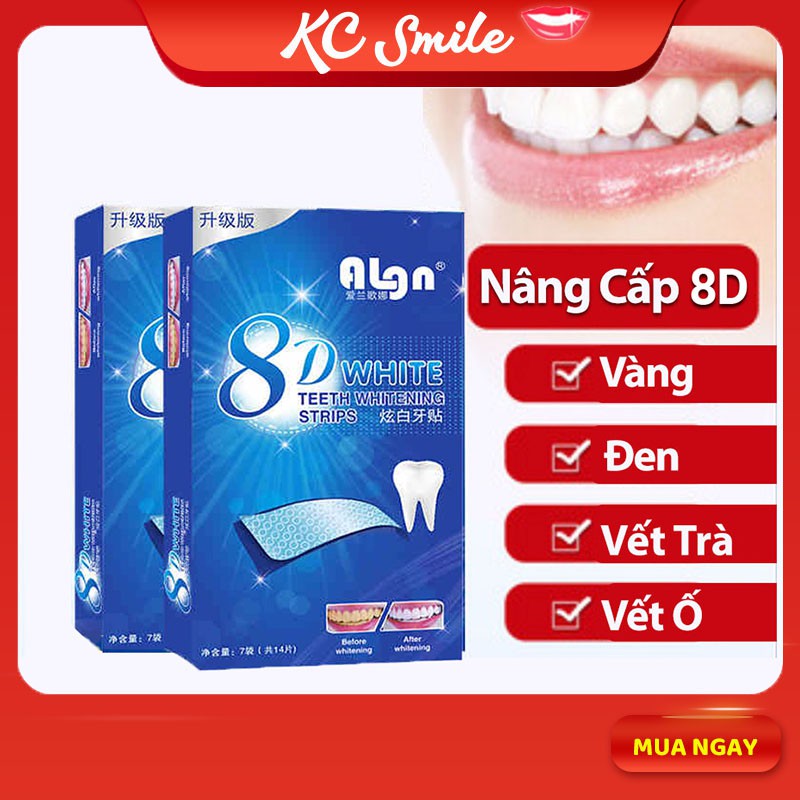 Miếng dán trắng răng 8D White Teeth Whitening Strips bản Trung - Làm trắng răng hiệu quả