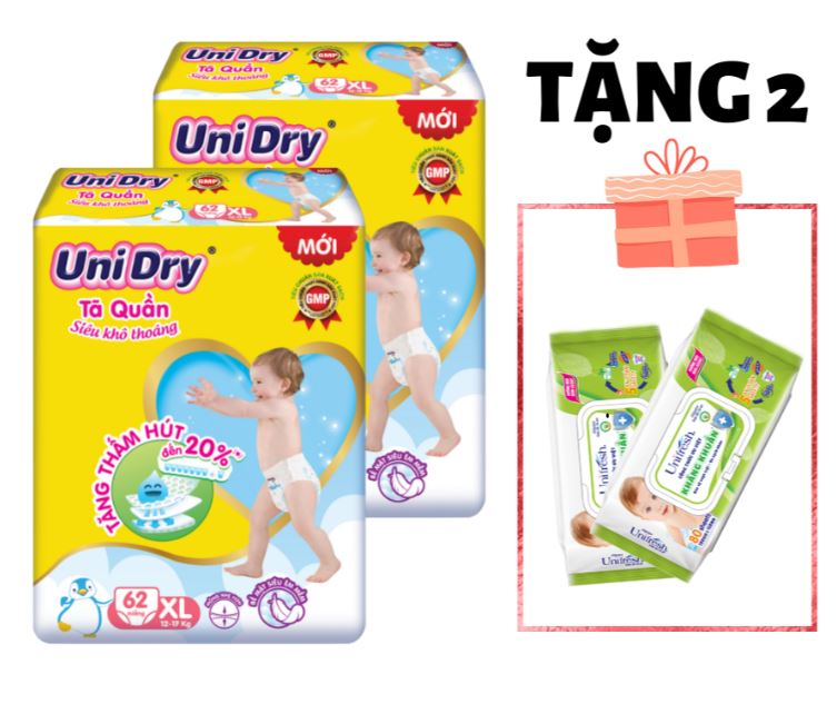 Tặng 2 gói khăn ướt unifresh - combo 2 gói tã quần unidry siêu khô thoáng m74 - l68 - xl62 - xxl56