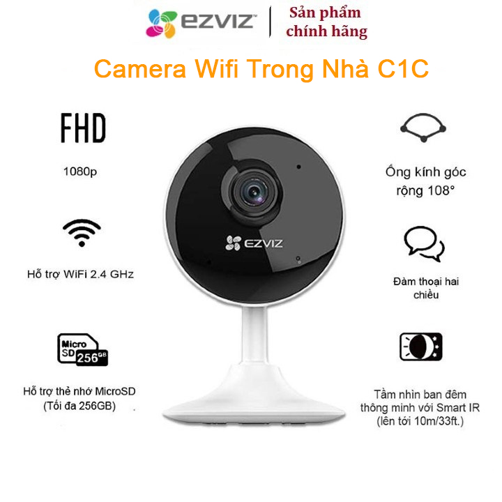Camera wifi ezviz c1c đàm thoại 2 chiều ,tích hợp míc, hình ảnh full hd 1080p - bảo hành chính hãng 24 tháng