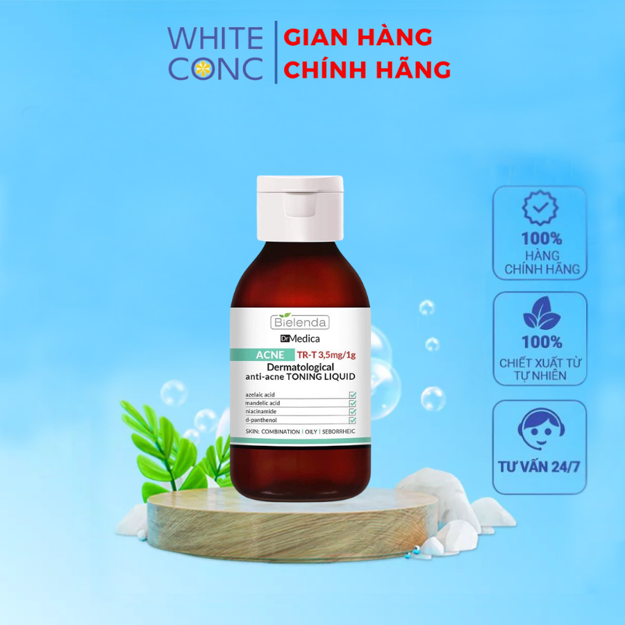Toner Bielenda Dr Medica Anti-acne Dermatological Toning Liquid làm sạch sâu & dịu da 250ml