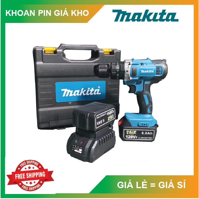 Khoan Pin MAKITA 128V Có Chổi Than 13MM, Từ 13MM Siêu Bền, Siêu Khỏe