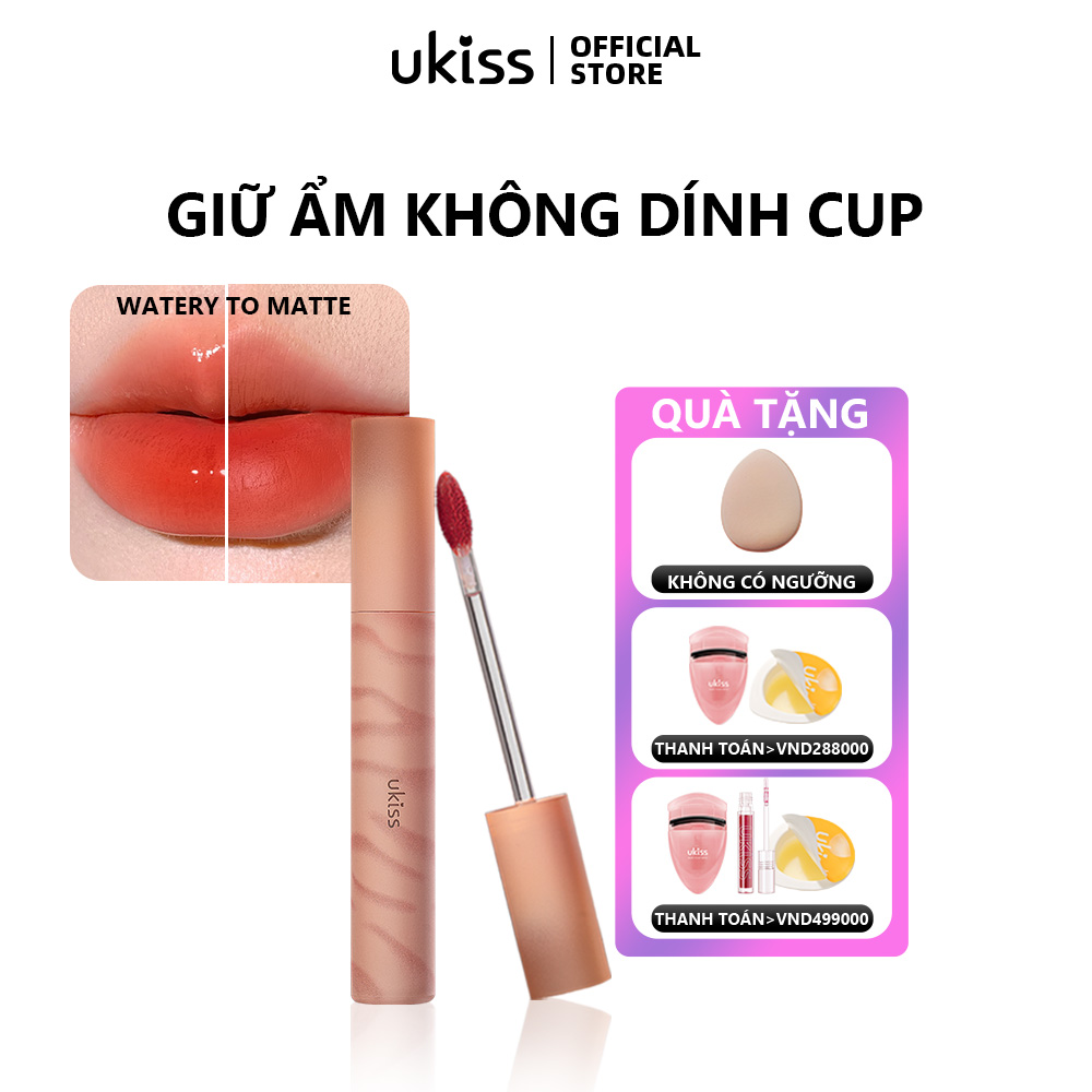 UKISS Son Bóng Mờ Dưỡng Ẩm Môi Cốc Chống Dính Mờ Không Phai Màu, Son Môi Không Thấm Nước Lâu Trôi