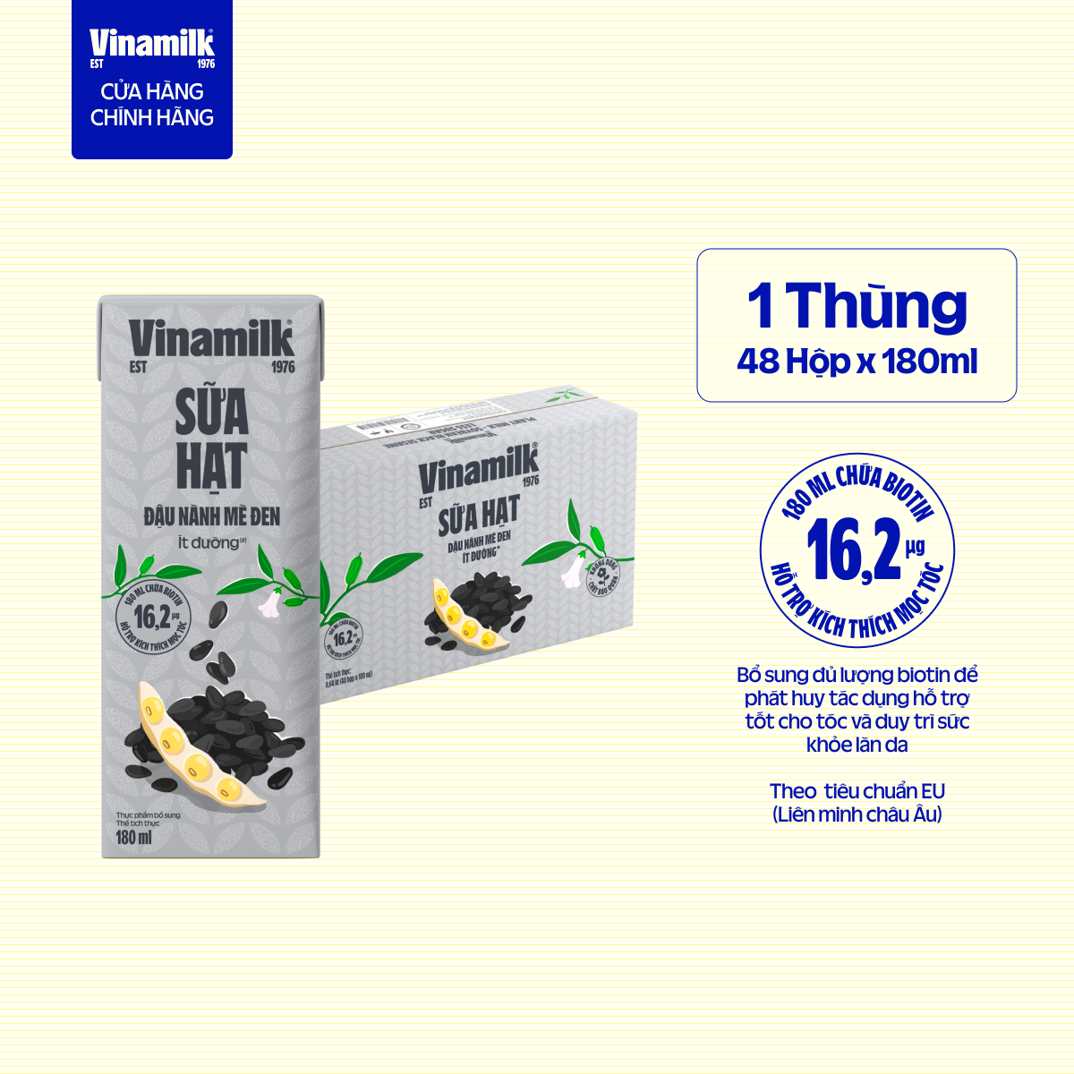  Thùng 48 hộp Sữa hạt đậu nành mè đen Vinamilk hộp 180ml 