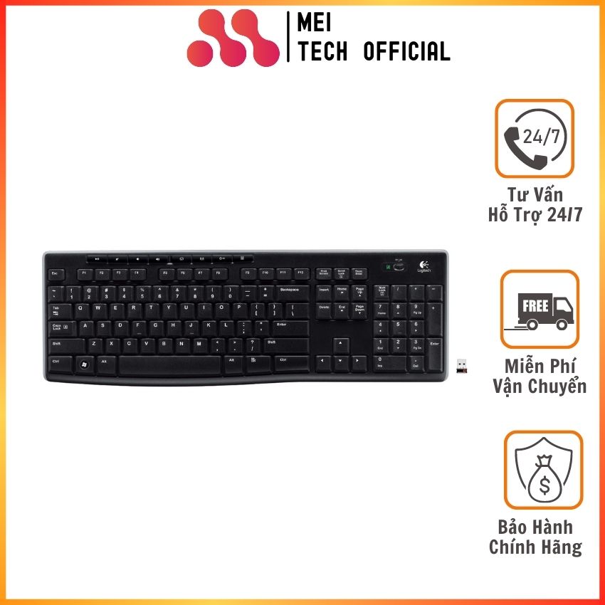 [Freeship] Bàn Phím Không Dây Bluetooth Cho Laptop Logitech K270 -MEI Tech Official- 0113010000123 MEI09 Hàng Chính Hãng Giá Tốt, Bảo Hành 12 Tháng, Thiết Kế Mỏng Nhẹ Đơn Giản, Bền Đẹp, Dễ Sử Dụng Phù Hợp Làm Văn Phòng, Gia Đình, Chơi Game