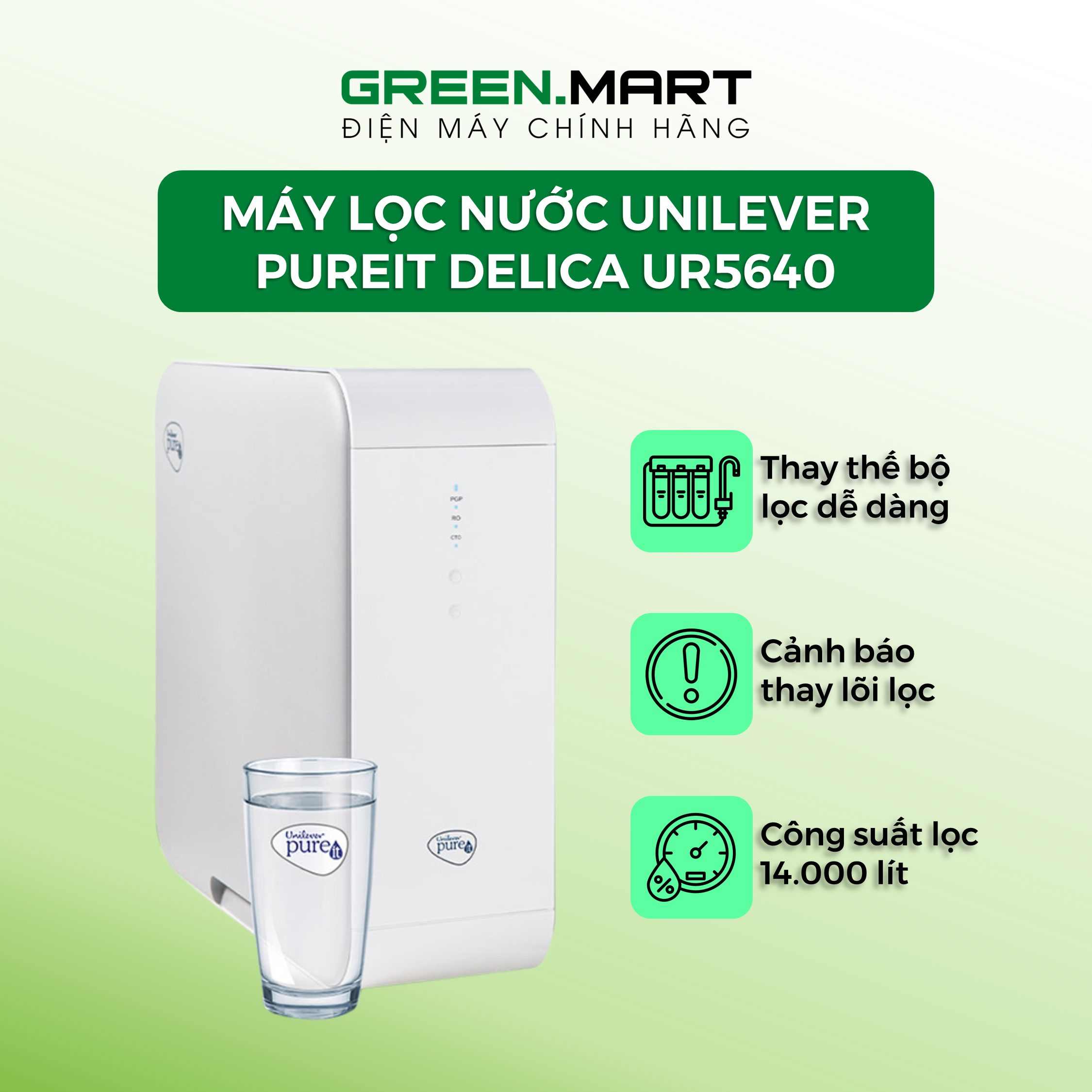 Bình Máy Lọc Nước Uống Ro Âm Tủ Bếp Pureit Delica UR5640 mini để bàn văn phòng gia đình công suất lớn 14000L chính hãng