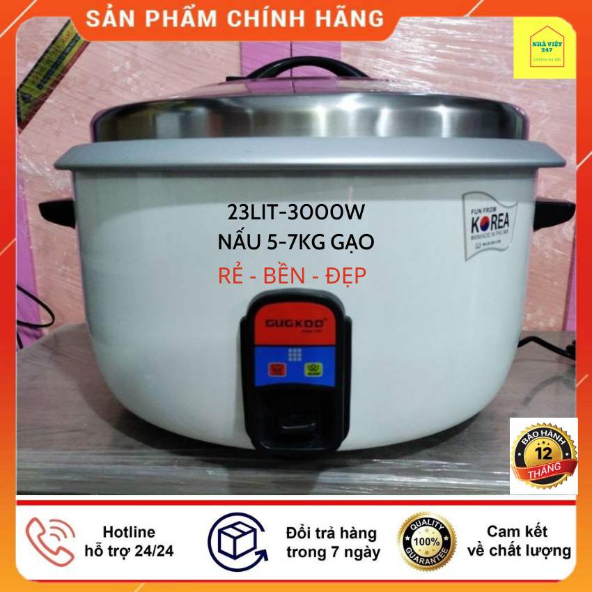 Nồi Cơm Điện Công Nghiệp GUGKDD Công Suất Lớn-3000w- 23lit-Nấu 5-7 kg Gạo-Nấu Nhanh-Cơm Chín Đều,Dẻo,Ngon[ NhaViet247] Nồi Nấu Cơm Cỡ Lớn, Dày Đẹp ,Chắc Chắn Gía Rẻ -Bh 12 Tháng