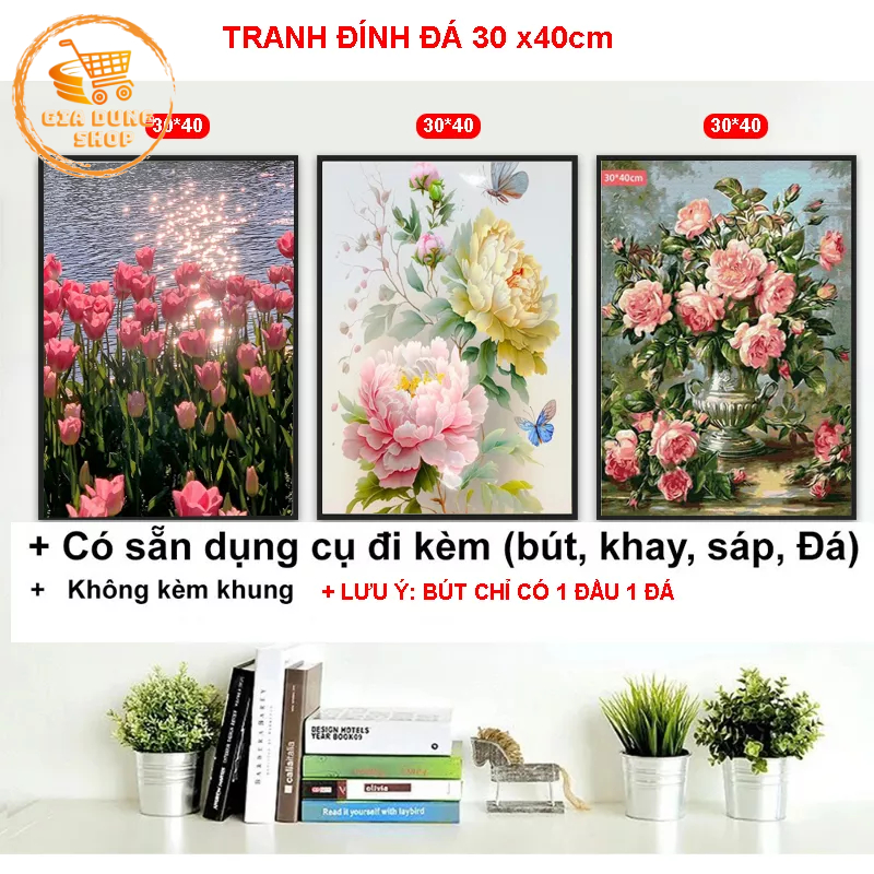 Tranh đính đá tự hoàn thành kích thước 40x30cm - tranh gắn đá diy