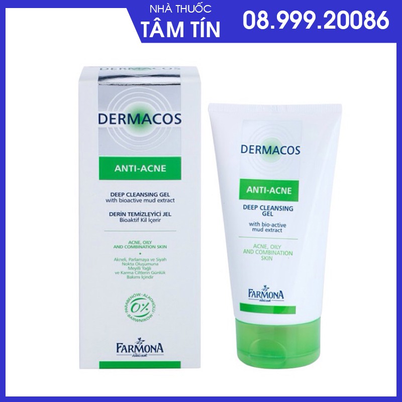 ✔️ sữa rửa mặt farmona dermacos deep cleansing gel - cho da dầu mụn