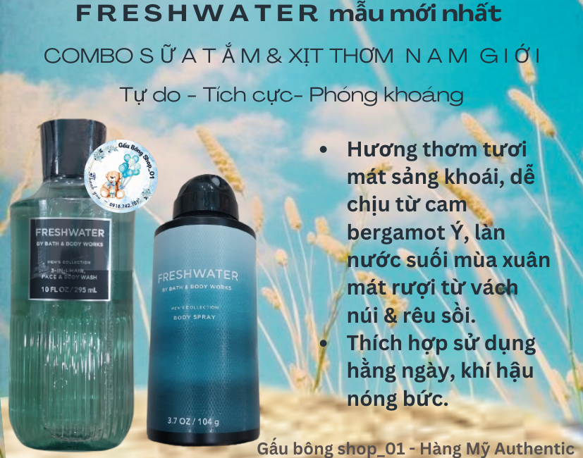 Sữa Tắm Bath And Body Works Fresh-Water Men’s Collection Body Wash 295ml