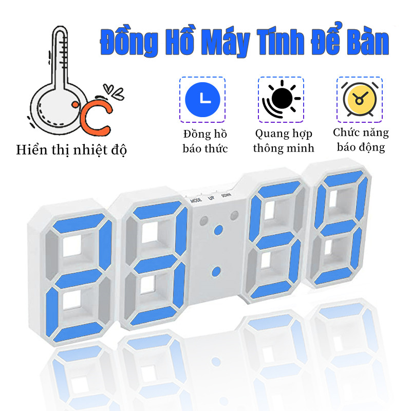 Đồng hồ để bàn điện tử 3d,đồng hồ led treo tường, đồng hồ kĩ thuật số phone cách đơn giản