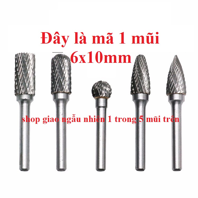 mũi lũa bonsai chân 6mm thép Vonfram - mũi mài gỗ nhựa chân 6mm - mũi phay gỗ chân 6 - phụ kiện mài khắc gỗ tượng và mài chuyên dụng