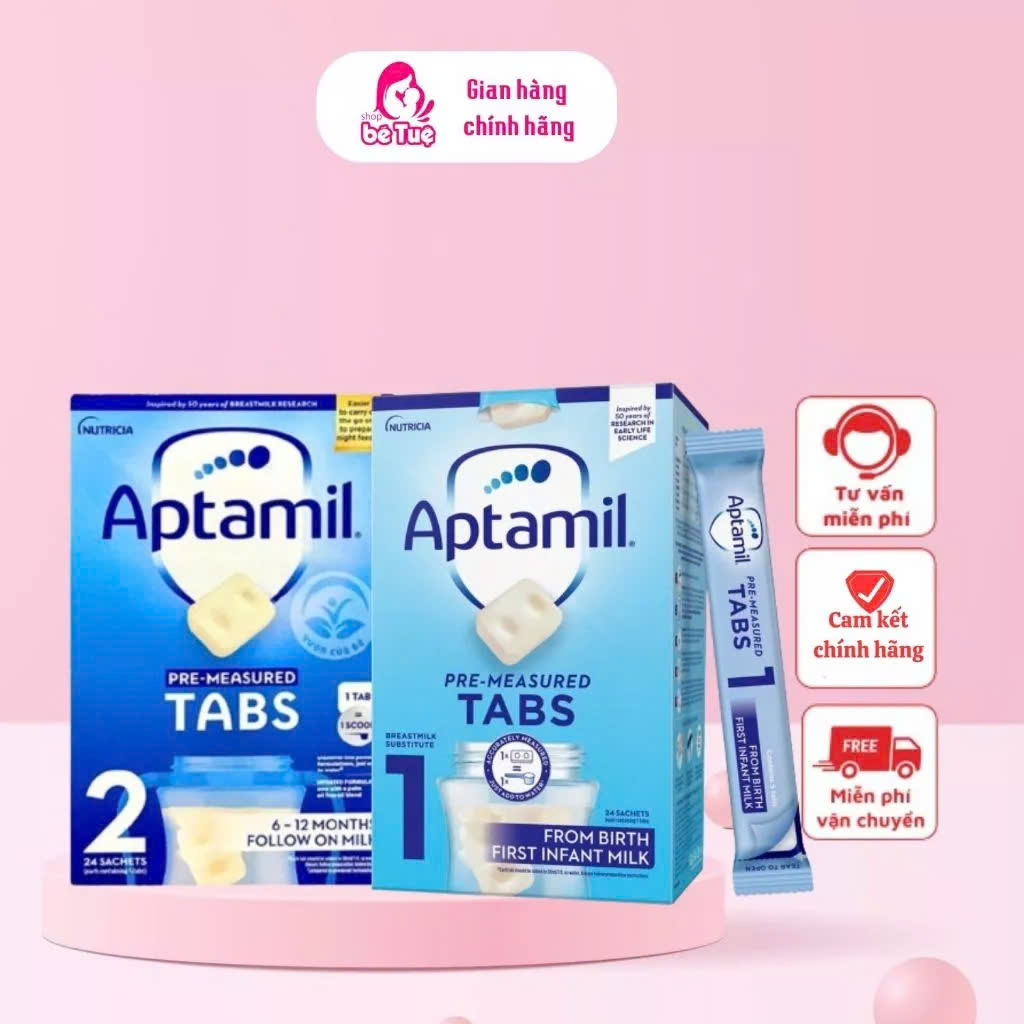 Sữa Aptamil UK nhập khẩu chính hãng hộp 24 thanh số 1 cho bé 0-6 tháng, số 2 cho bé 6-12 tháng