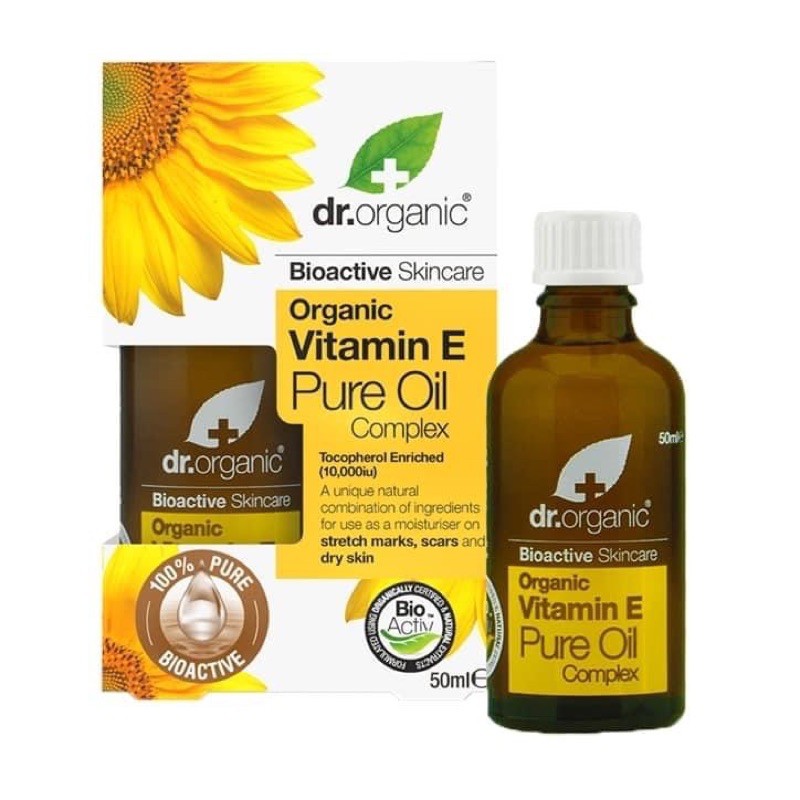 [ Hàng UK] Tinh dầu hoa cúc hữu cơ Dr Organic Vitamin E Pure Oil Complex 50ml- sáng da, mờ thâm sạch m ụn-1988Home- Lazada