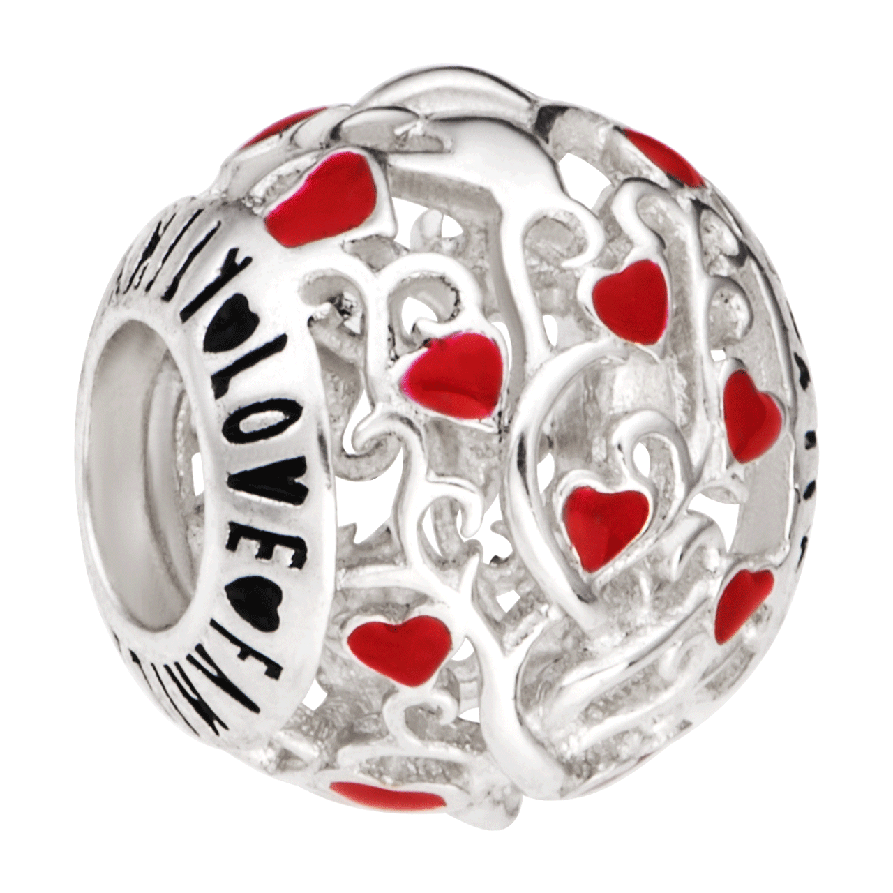 HẠT CHARM XỎ DIY PNJSILVER HÌNH TRÒN HỌA TIẾT TRÁI TIM 0000K060184