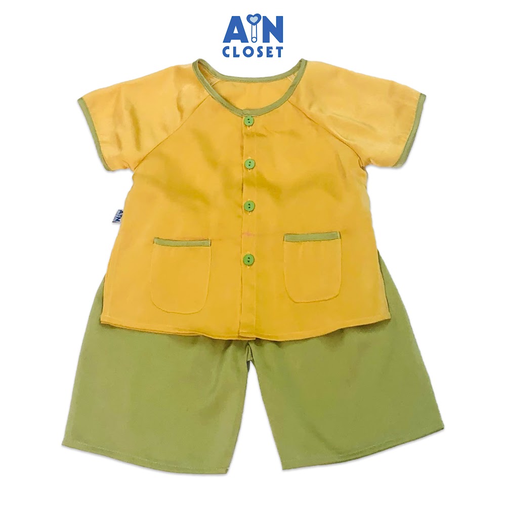 Bộ quần áo bà ba lửng unisex vàng xanh lụa ngọc trai - aicdbtpmpt9t - ain closet